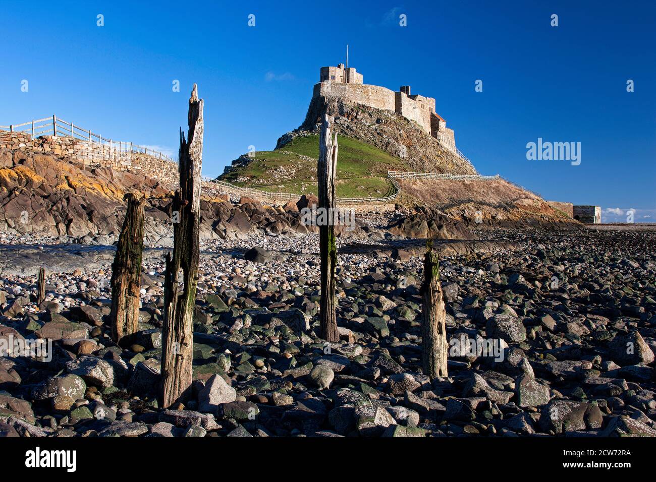 Daytime view of Lindisfarne Castle, Lindisfarne, Northumberland, England, united Kingdom Stock Photo