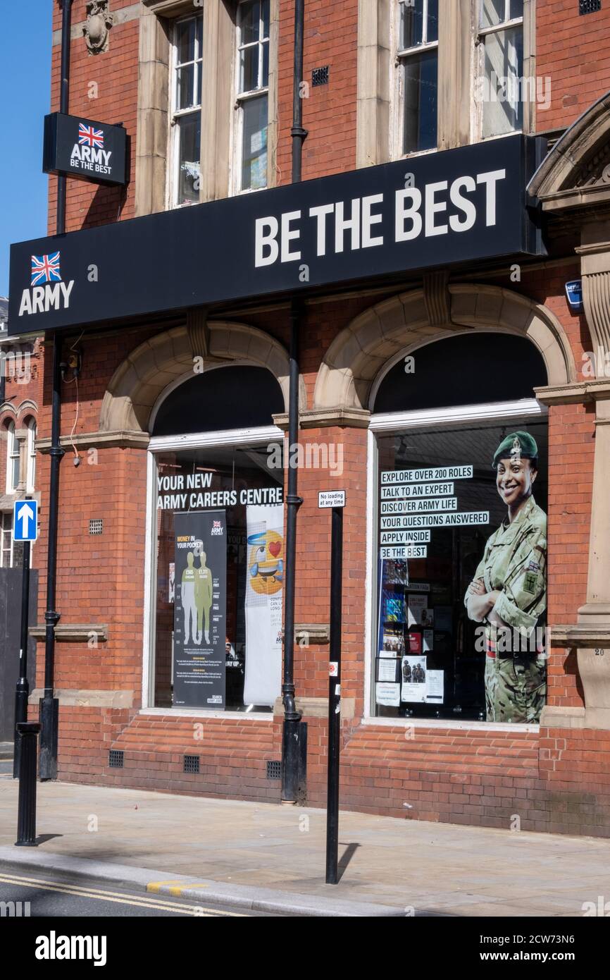 Exterior of Army recruitment centre in the town centre in Bolton Lancashire July 2020 Stock Photo