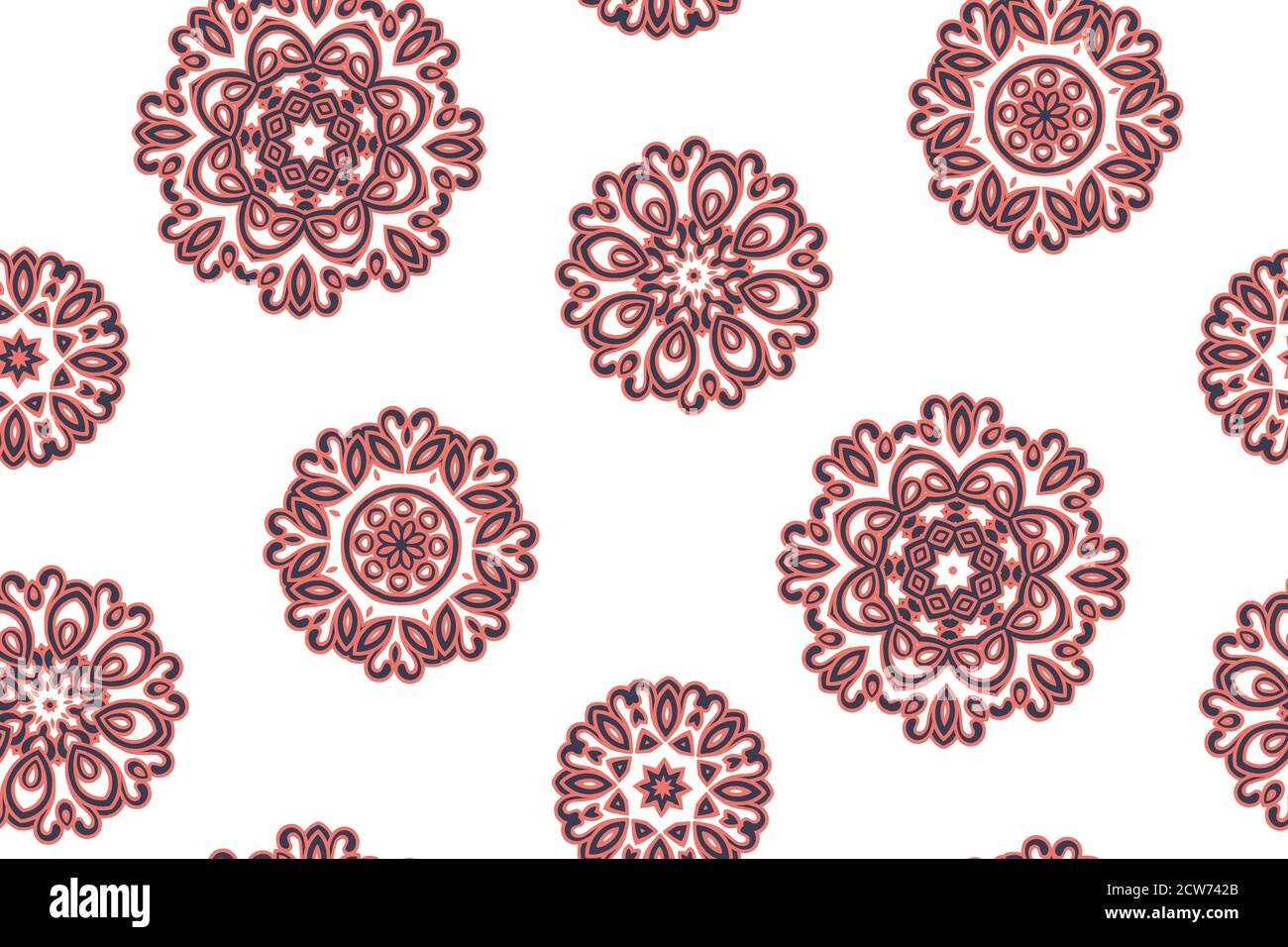 Mandala pattern. Seamless background pattern in oriental style. Vector. Textile design, fabric swatch ,wrapping paper, surface. Stock Photo