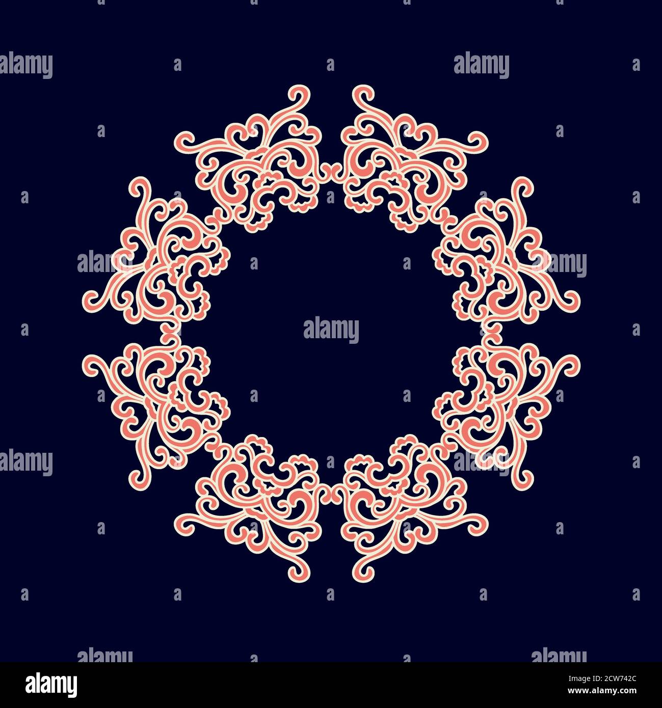 Creative mandala design. Symmetrical kaleidoscope pattern in oriental style. Line art. Vector. Stock Photo