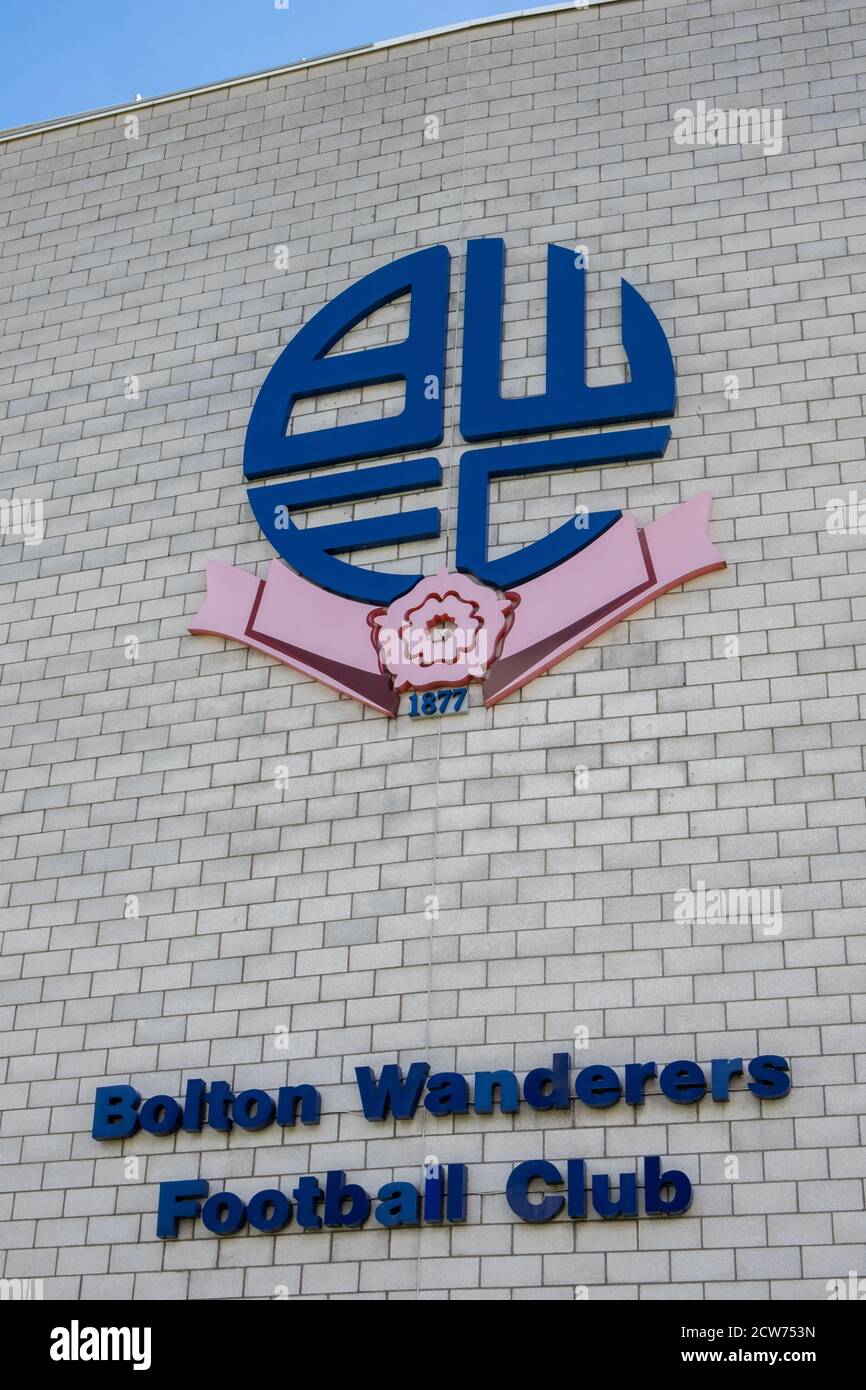 Bolton Wanderers Football Club crest and logo in Lancashire July 2020 Stock Photo