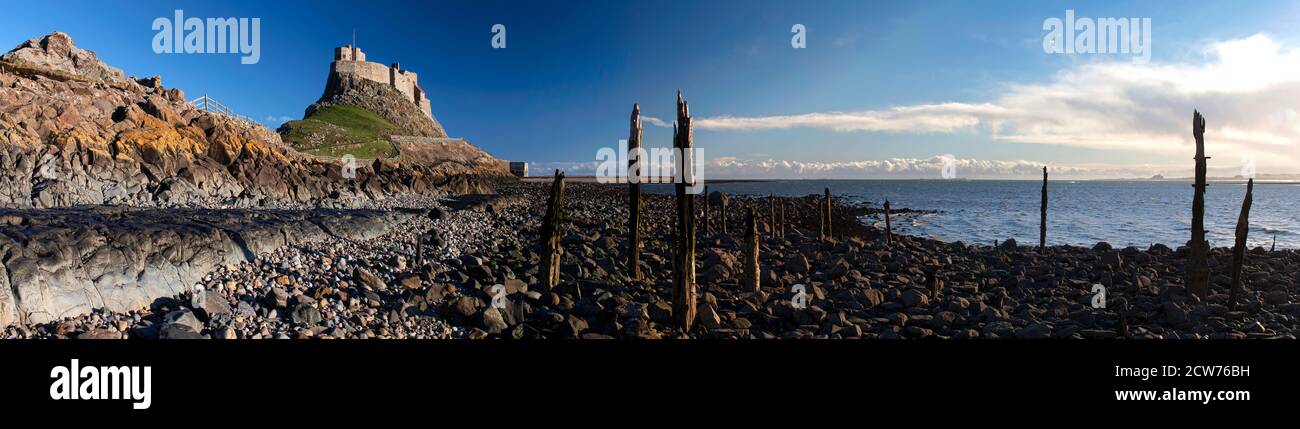 Daytime view of Lindisfarne Castle, Lindisfarne, Northumberland, England, united Kingdom Stock Photo