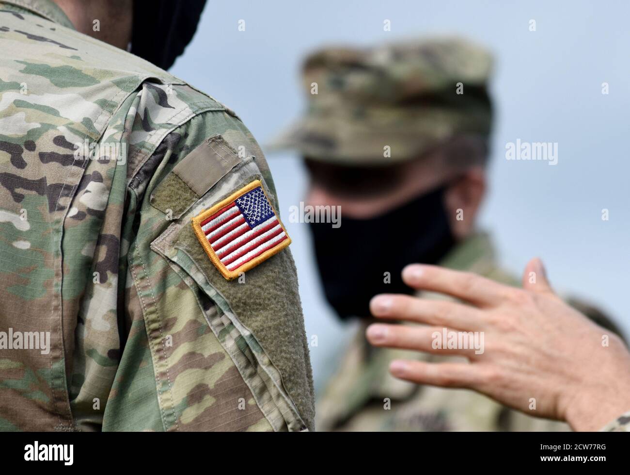 US soldiers wearing protective face masks. Quarantine in army Stock Photo Alamy