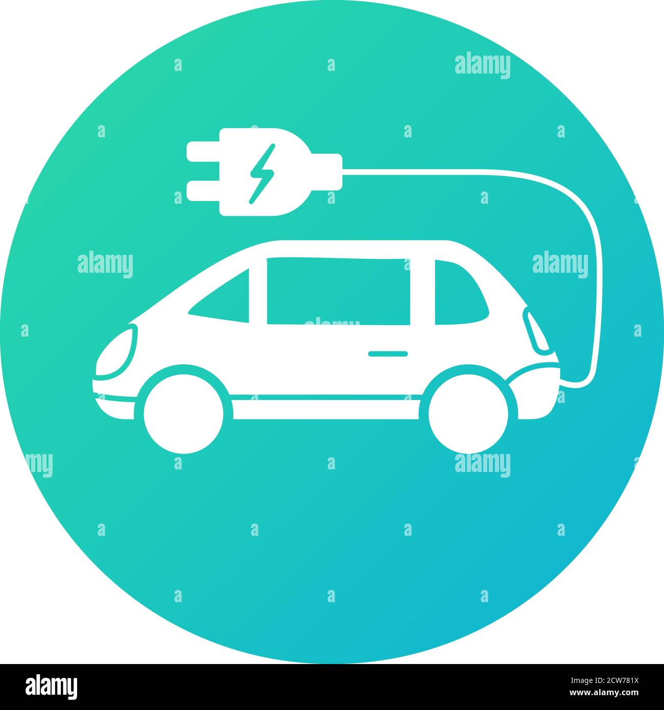 Electric car icon.Eco concept vehicle.Side view. Plug-in electric automobile. Stock Vector