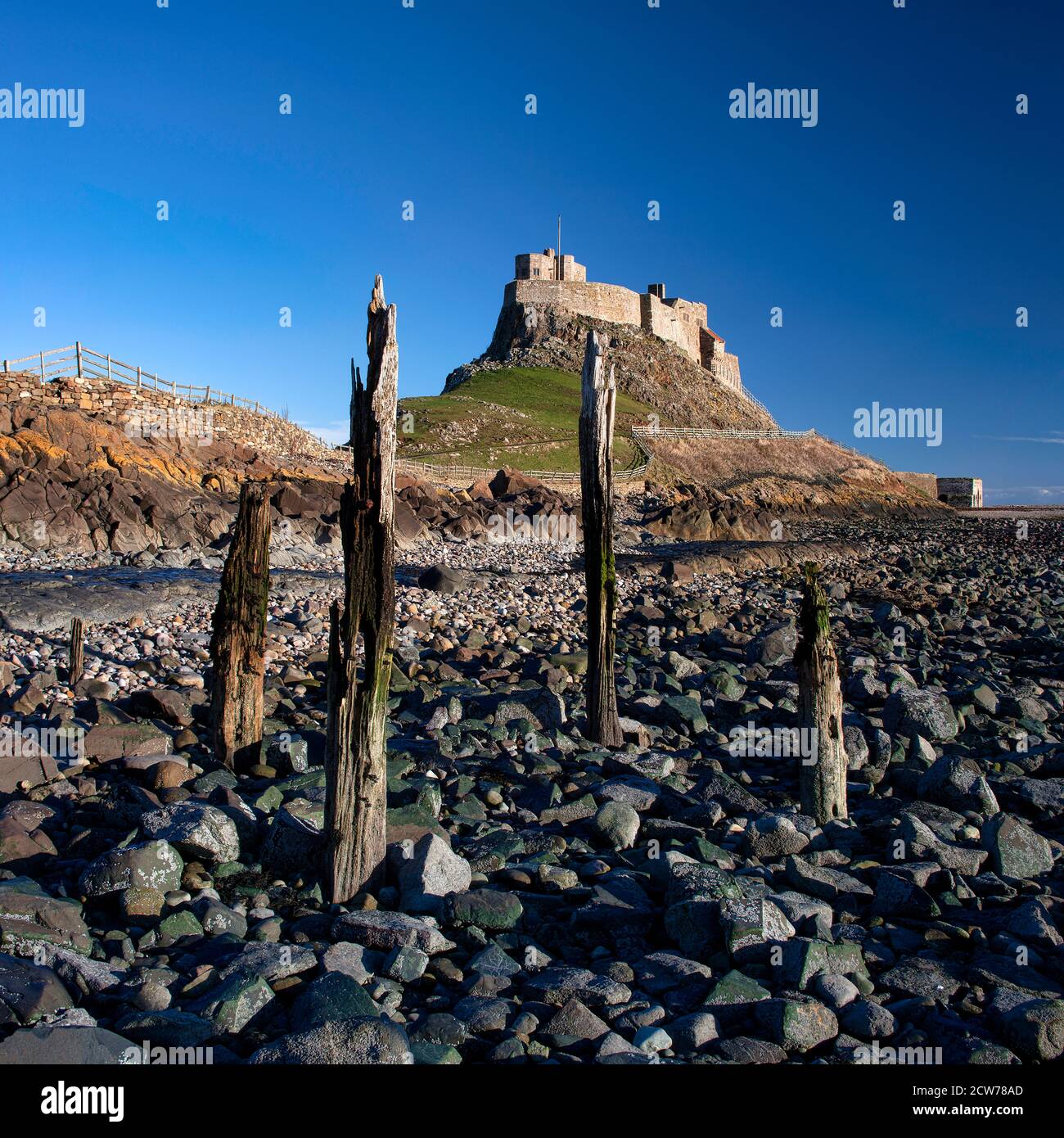 Daytime view of Lindisfarne Castle, Lindisfarne, Northumberland, England, united Kingdom Stock Photo