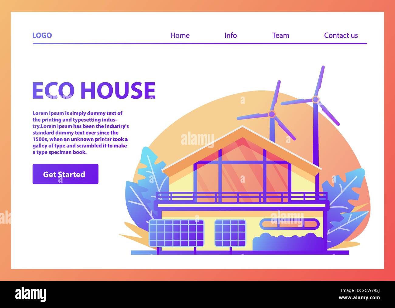 Landing page template.Green energy an eco friendly suburban american ...