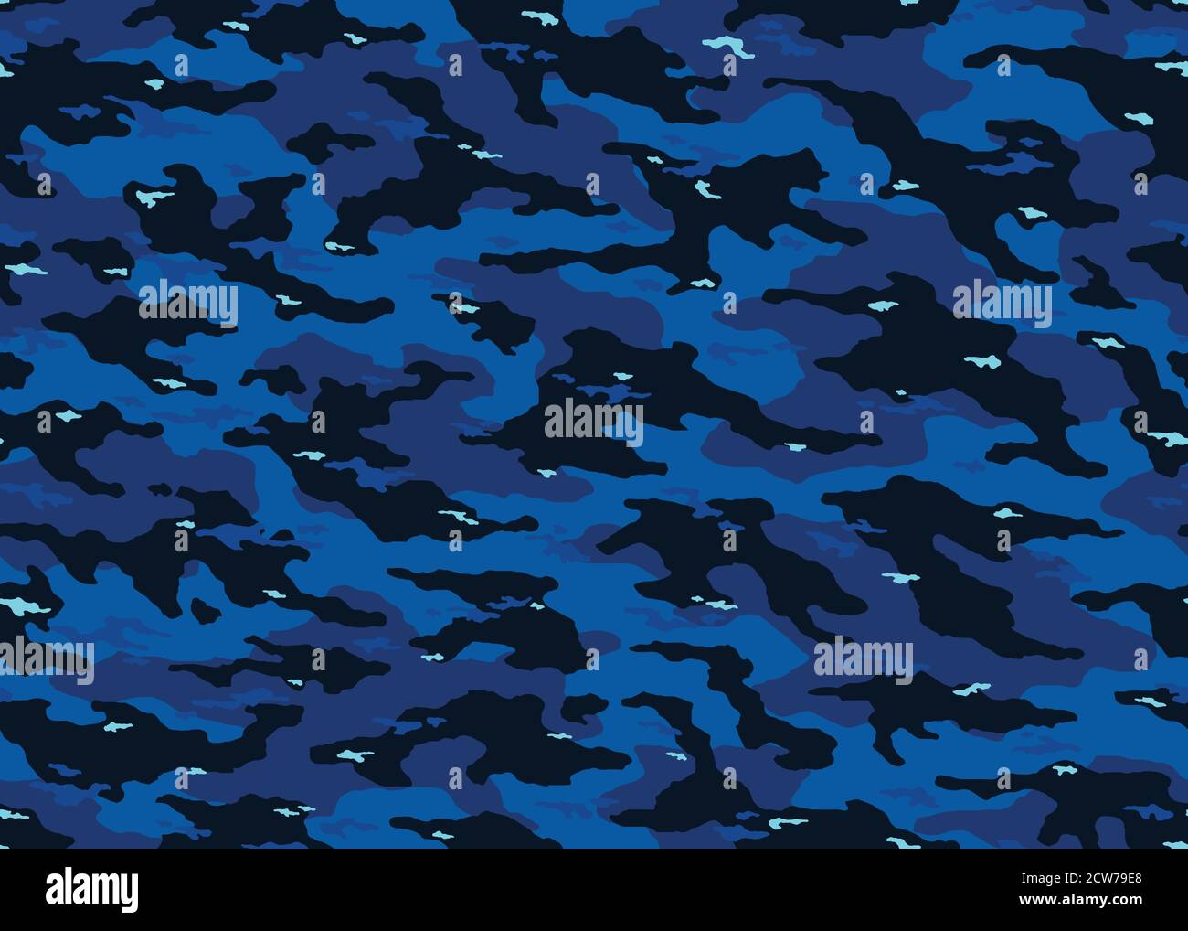 Modern Blue camouflage seamless pattern. Camo vector background illustration for web, banner, backdrop or surface design use Stock Vector