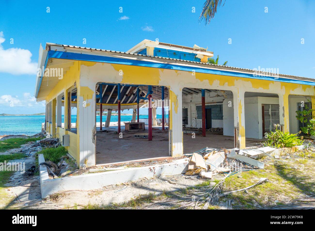 Damage abandon homes as a result of hurricanes and storms hitting the Caribbean island of St.Maarten Stock Photo