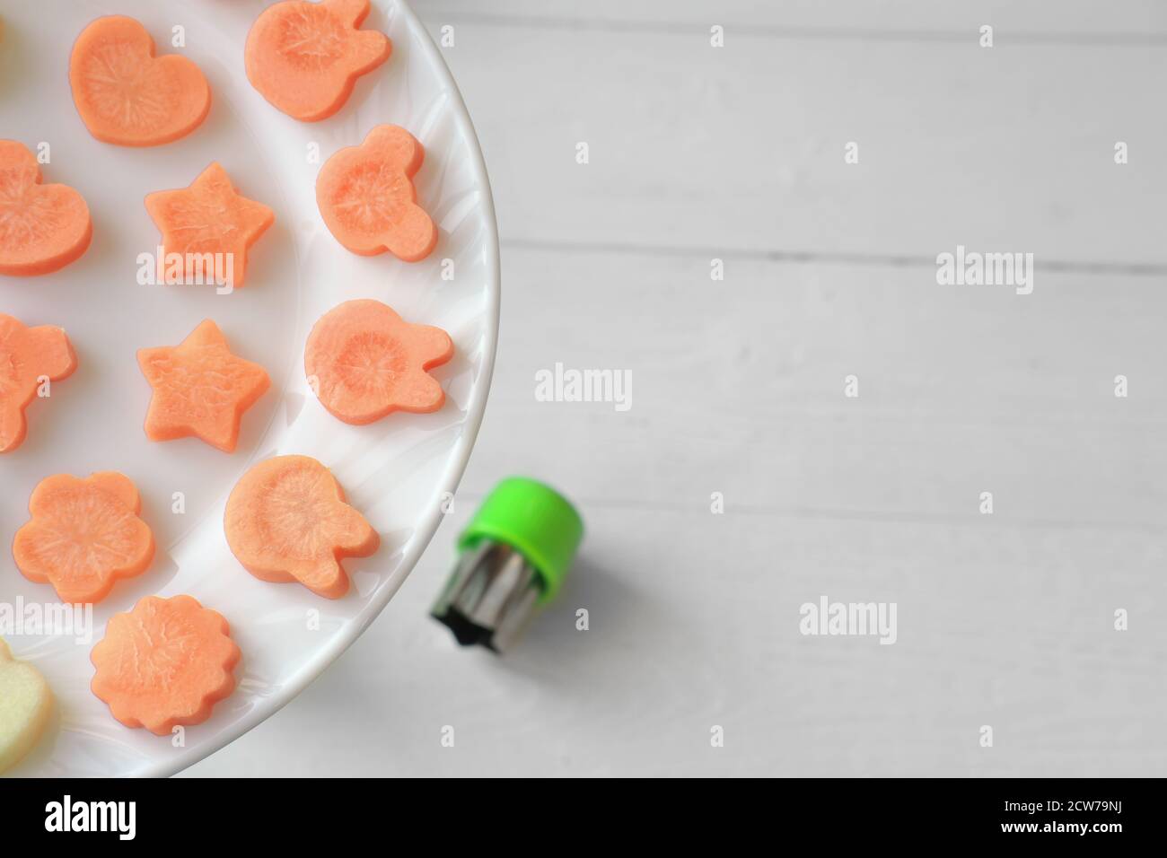 funny food for picky eaters kids. carrots cut in various shapes, bunny
