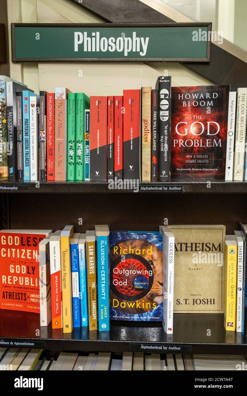 Barnes & Noble Booksellers Philosophy Book Display, NYC, USA Stock Photo