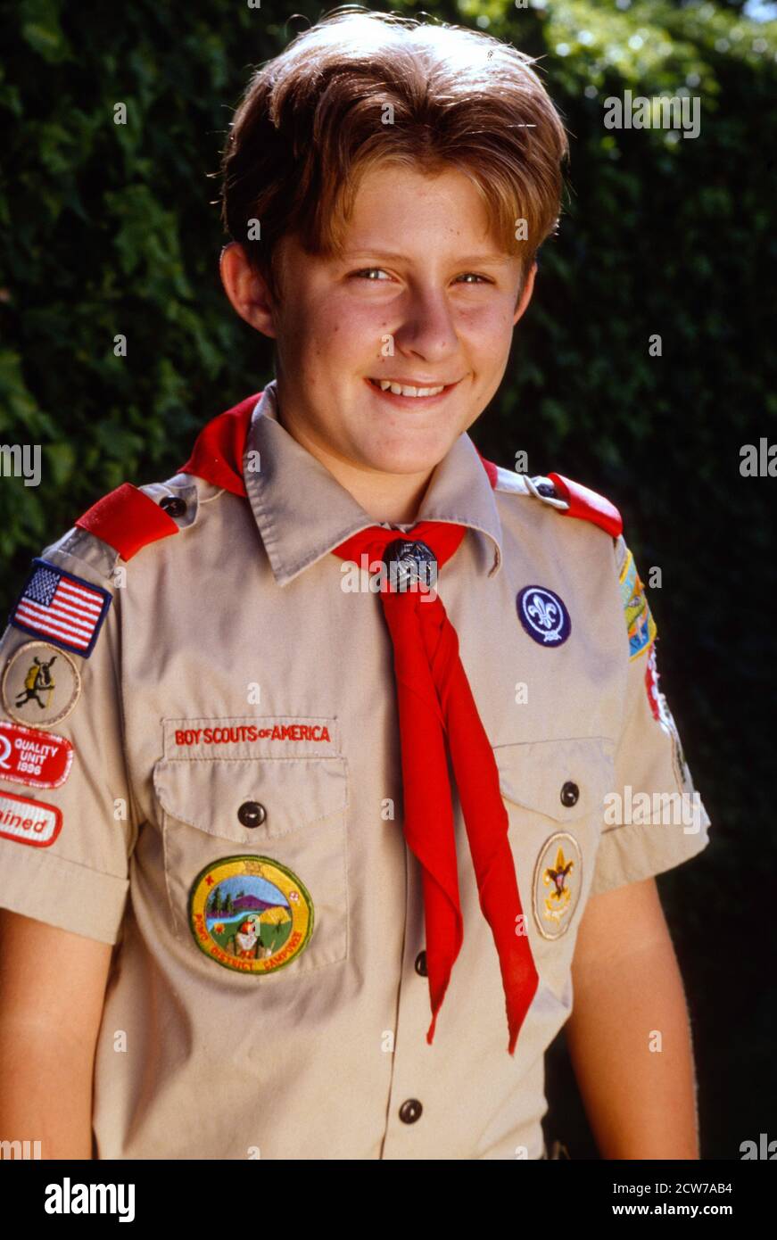 Boy Scout in Uniform Smiling at Camera, USA Stock Photo - Alamy