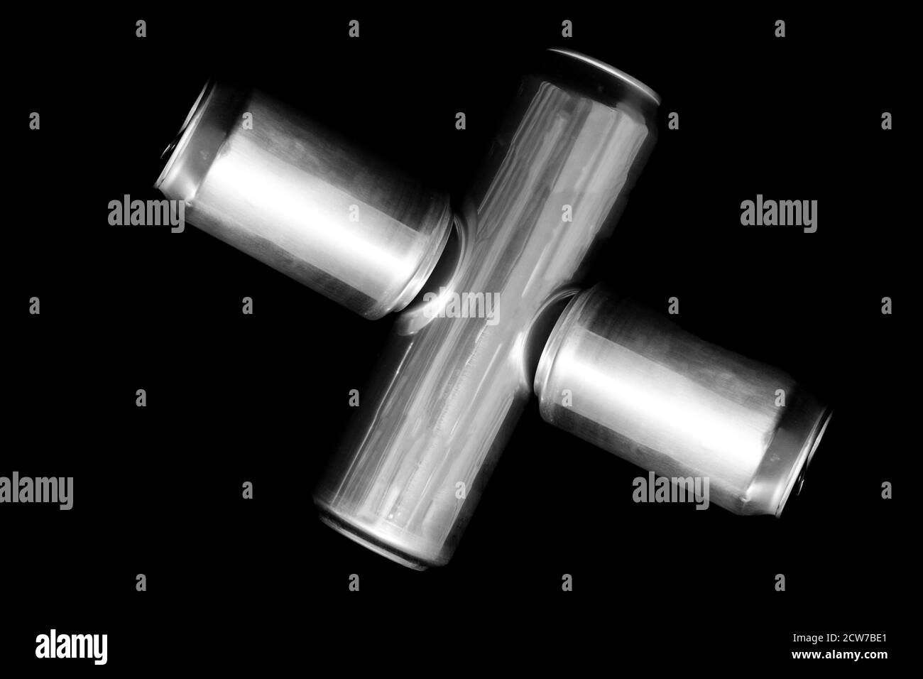 Roman numeral 10 Or X Made of aluminum cans on a black background