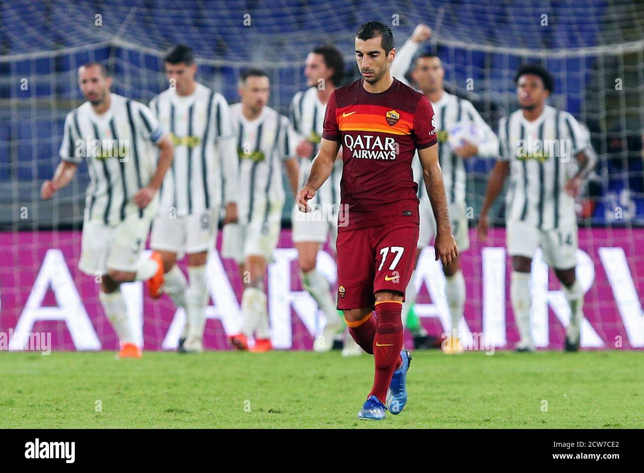 Henrikh Mkhitaryan of Roma after Cristiano Ronaldo scoring 1-1 goal during  the Italian championship Serie A football match between AS Roma and Juventu  Stock Photo - Alamy