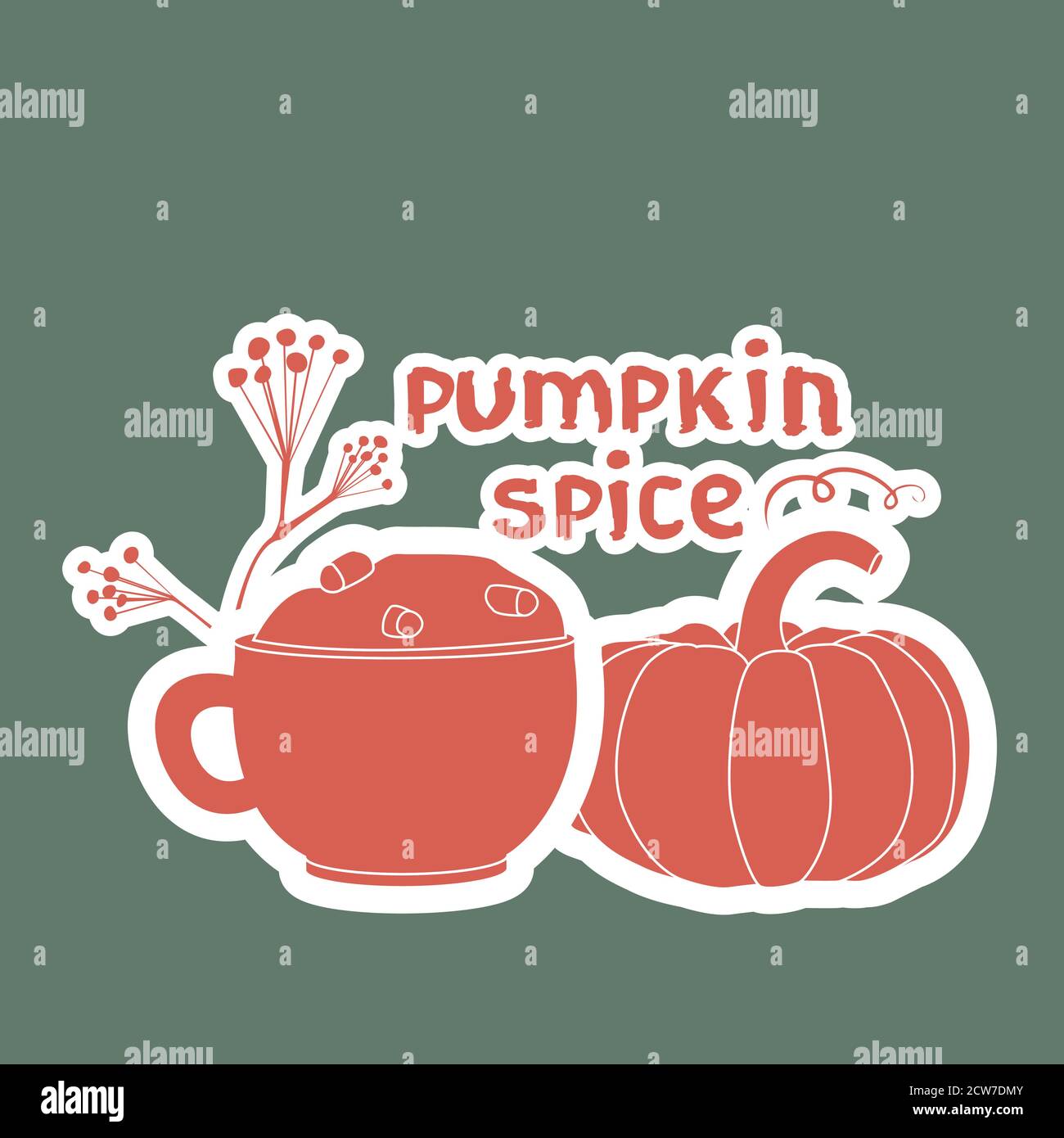 Vector hand drawn illustration pumpkin latte, pumpkin spice Stock ...