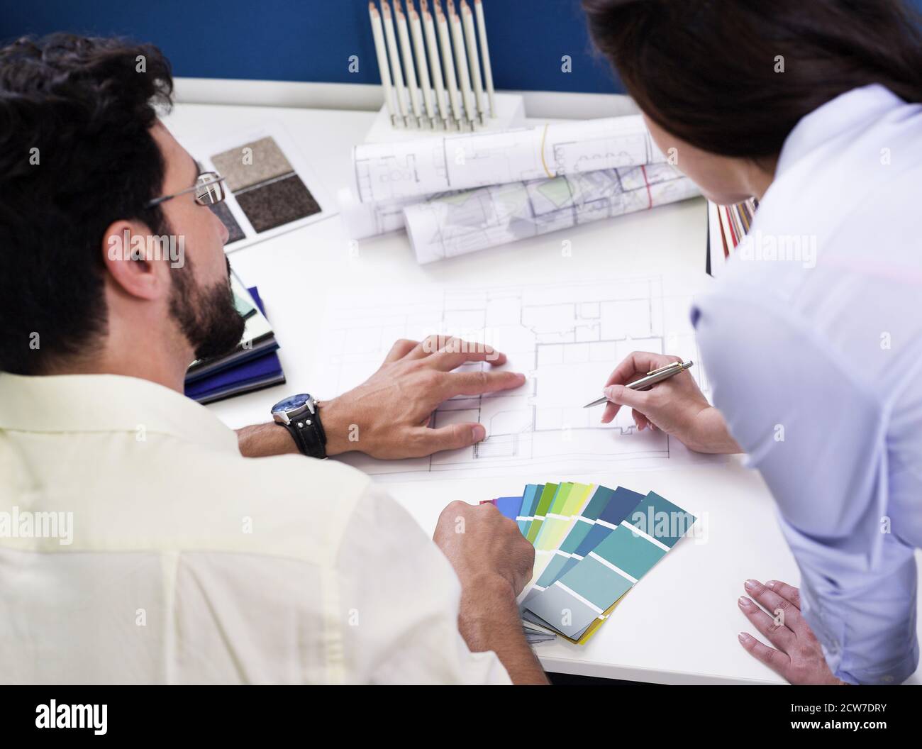 Two architects working together Stock Photo