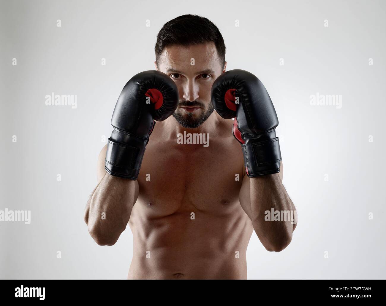 Boxer wearing boxing gloves Stock Photo Alamy