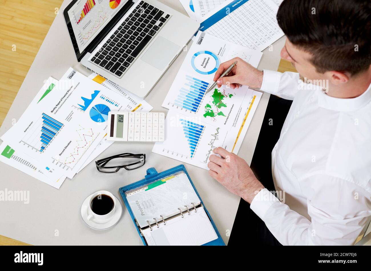 Businessman working on financial data Stock Photo