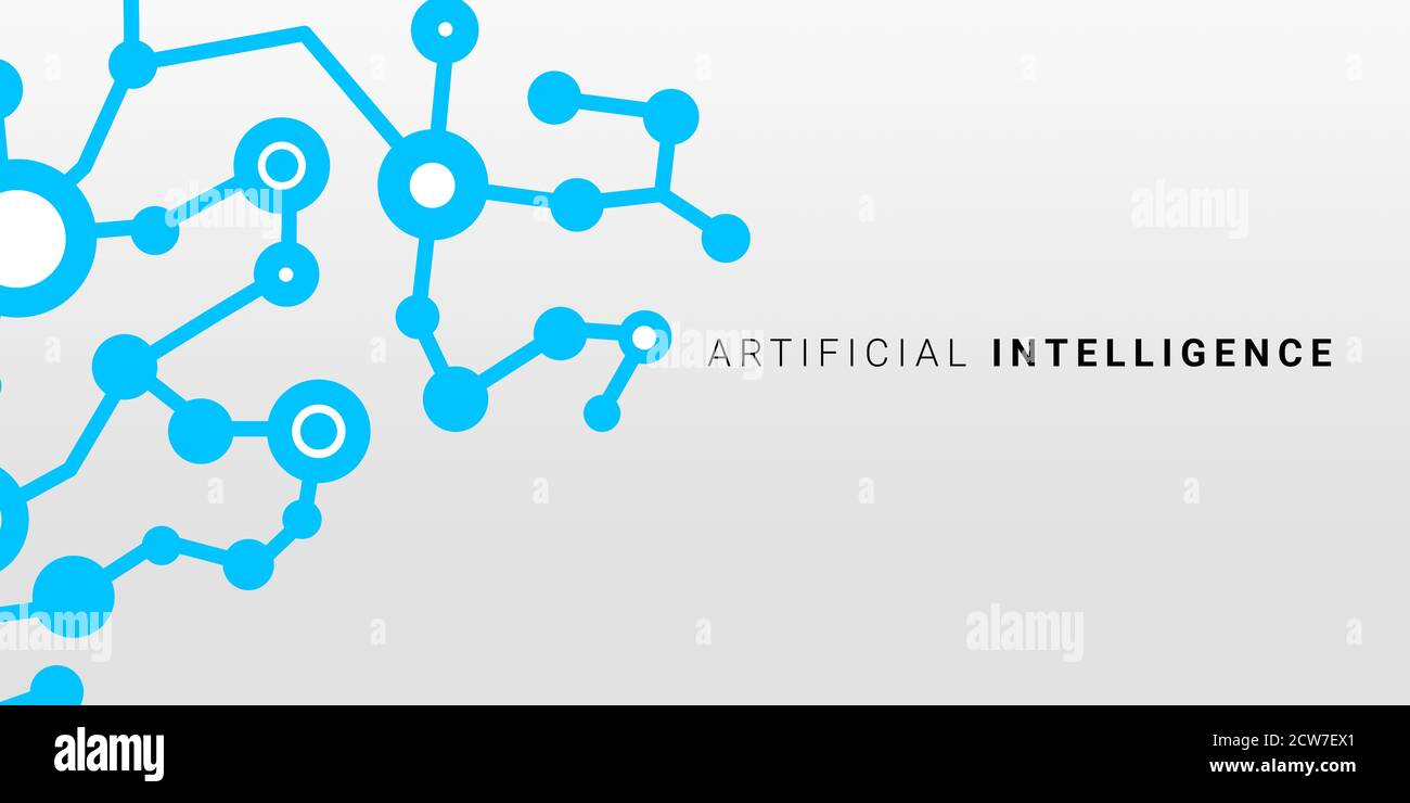 Creative Illustration For Artificial Intelligence Concept With Blue Microcircuit Lines And Dots Stock Photo
