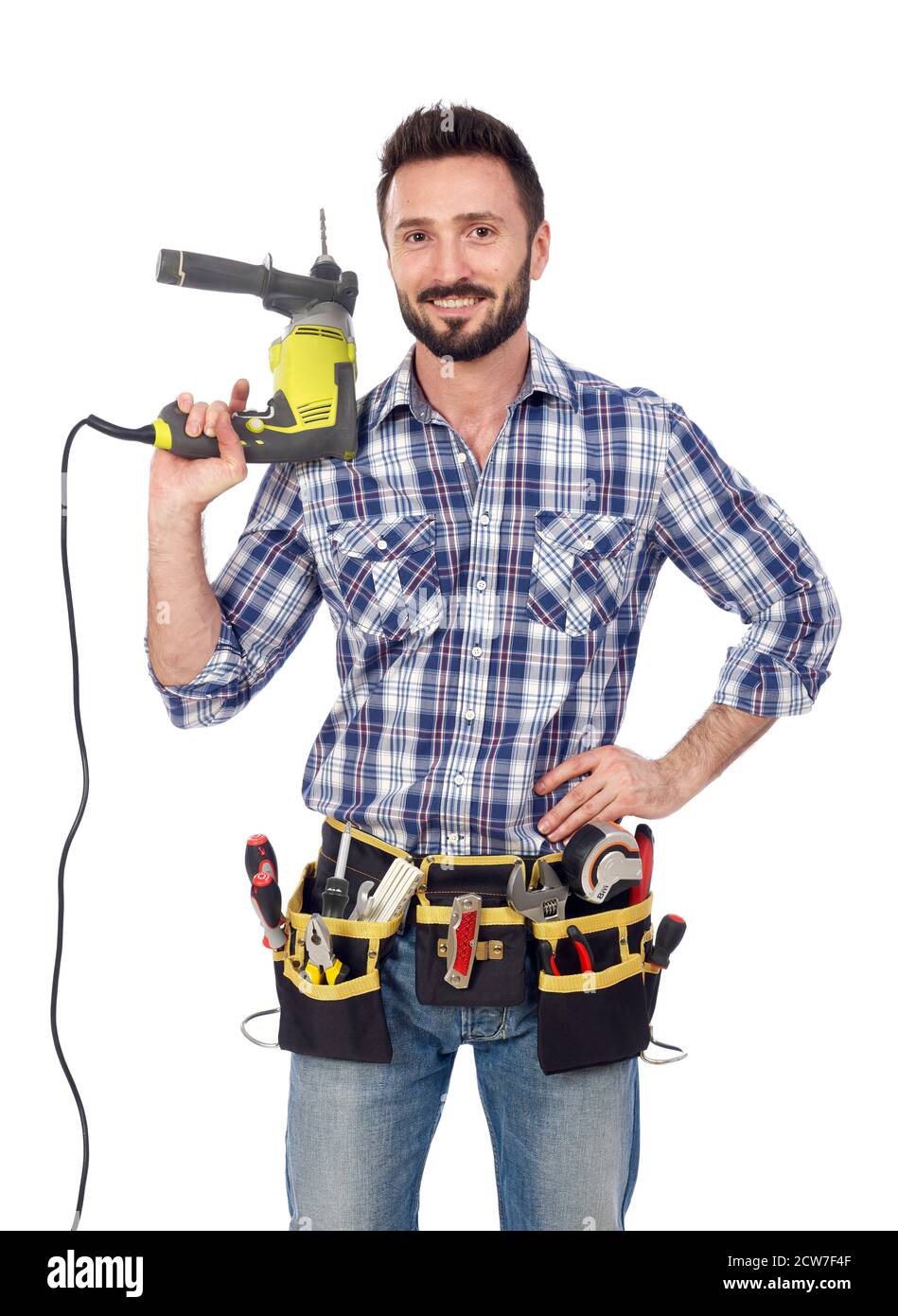 Handyman with drill Stock Photo - Alamy.