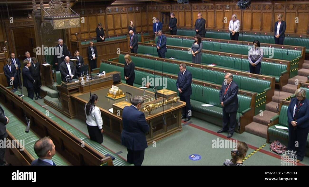 MPs observe a minute of silence for police officer Sergeant Matt Ratana before the start of proceedings in the House of Commons in London. Sergeant Matt Ratana was shot by a man who was being detained in the early hours of Friday morning before being taken to hospital where he subsequently died. Stock Photo