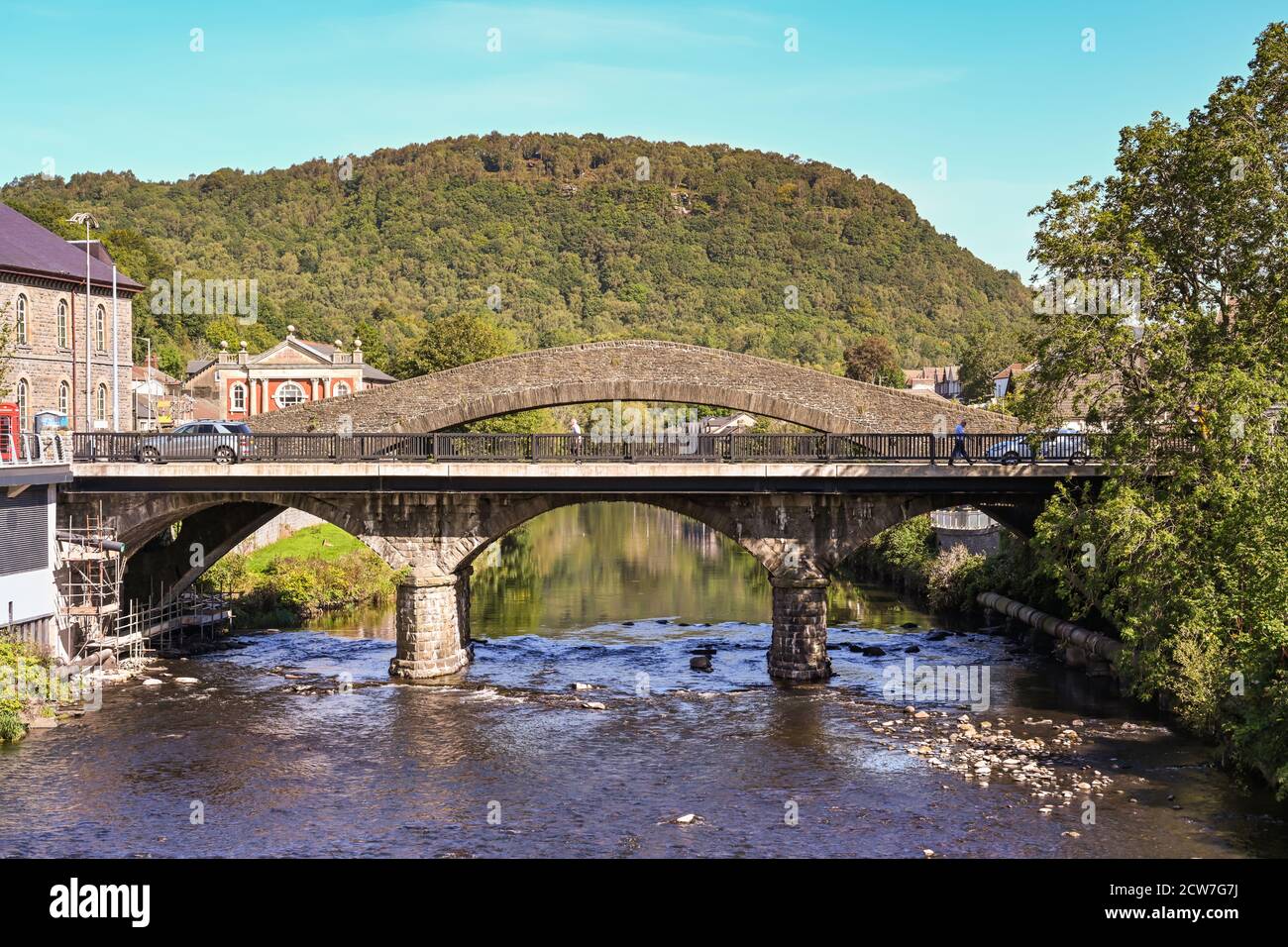 Pontypridd, Wales September 2020 The arch of the Old Bridge over the