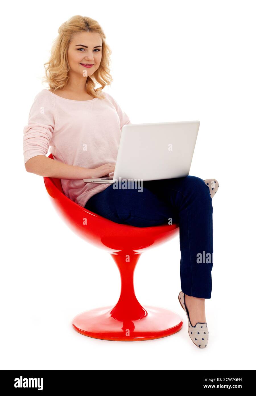 Girl with laptop isolated on white Stock Photo - Alamy