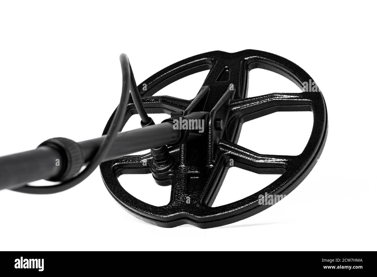 Black metal detector isolated on white background Stock Photo - Alamy
