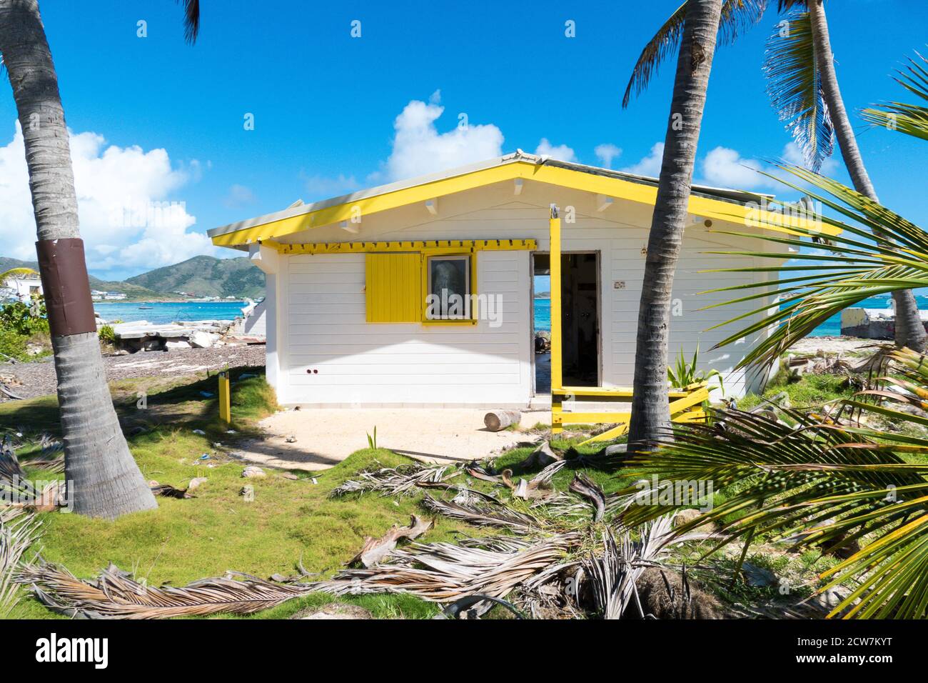 Damage abandon homes as a result of hurricanes and storms hitting the Caribbean island of St.Maarten Stock Photo