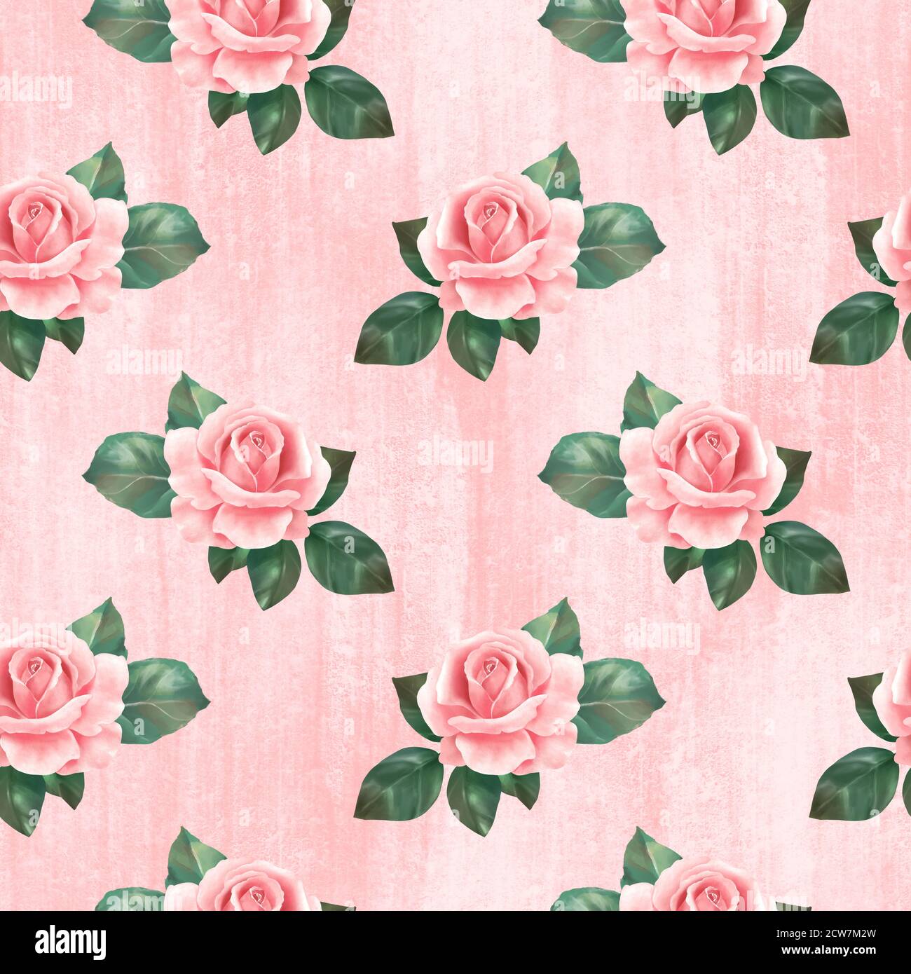 Watercolor floral seamless pattern with pink rose flowers Stock Photo ...