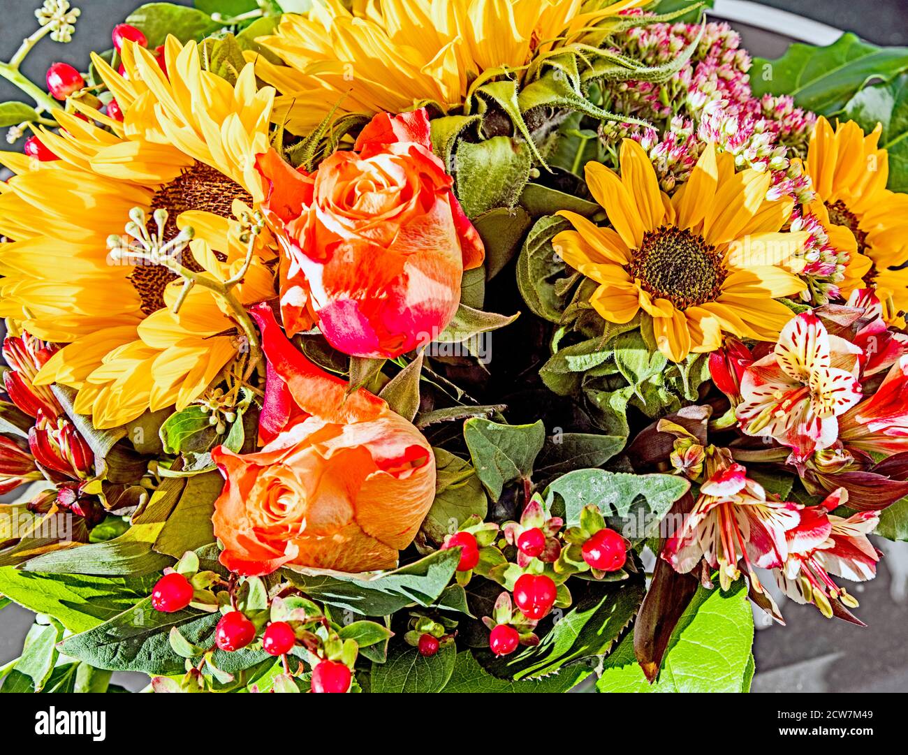 Flower bouguet in autumn; herbstlicher Blumenstrauß Stock Photo