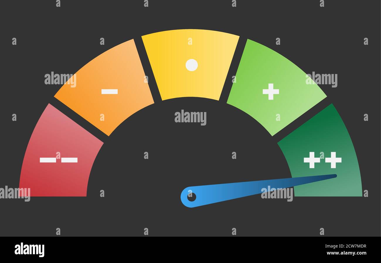 performance dial, speedometer performance or efficiency rating from red to green vector illustration Stock Vector