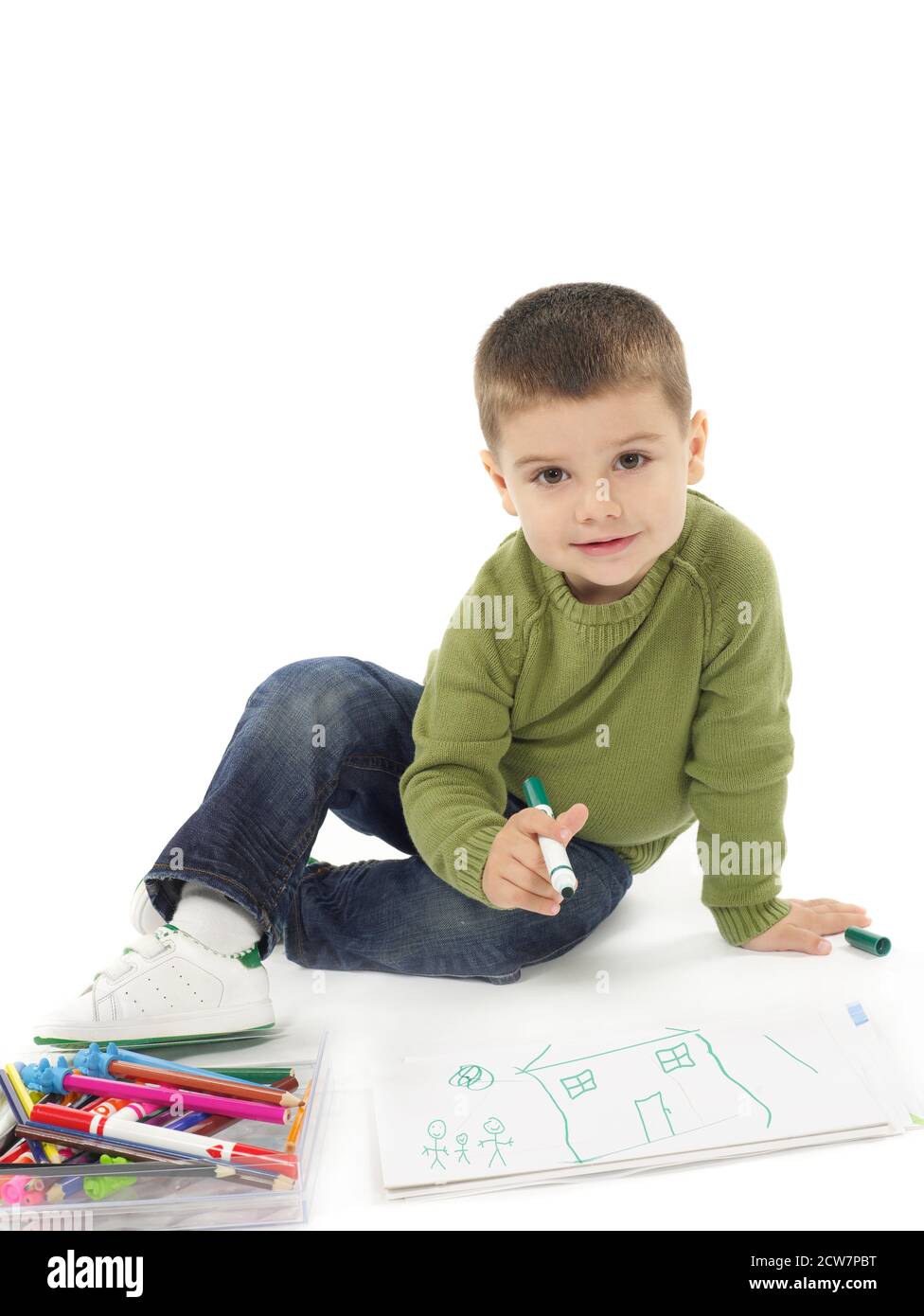 Kid drawing isolated Stock Photo - Alamy