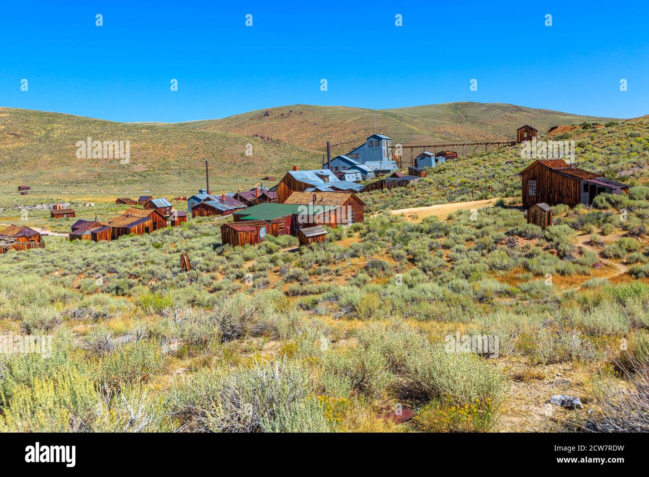 the standard mill which processed ore from the mine. Bodie state historic park, abandoned Californian Ghost Town. Historic United States of America of Stock Photo
