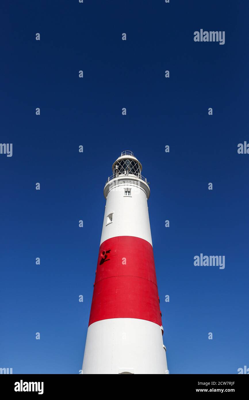 Portland Bill red and white Lighthouse, Isle of Portland, Dorset, UK Stock Photo