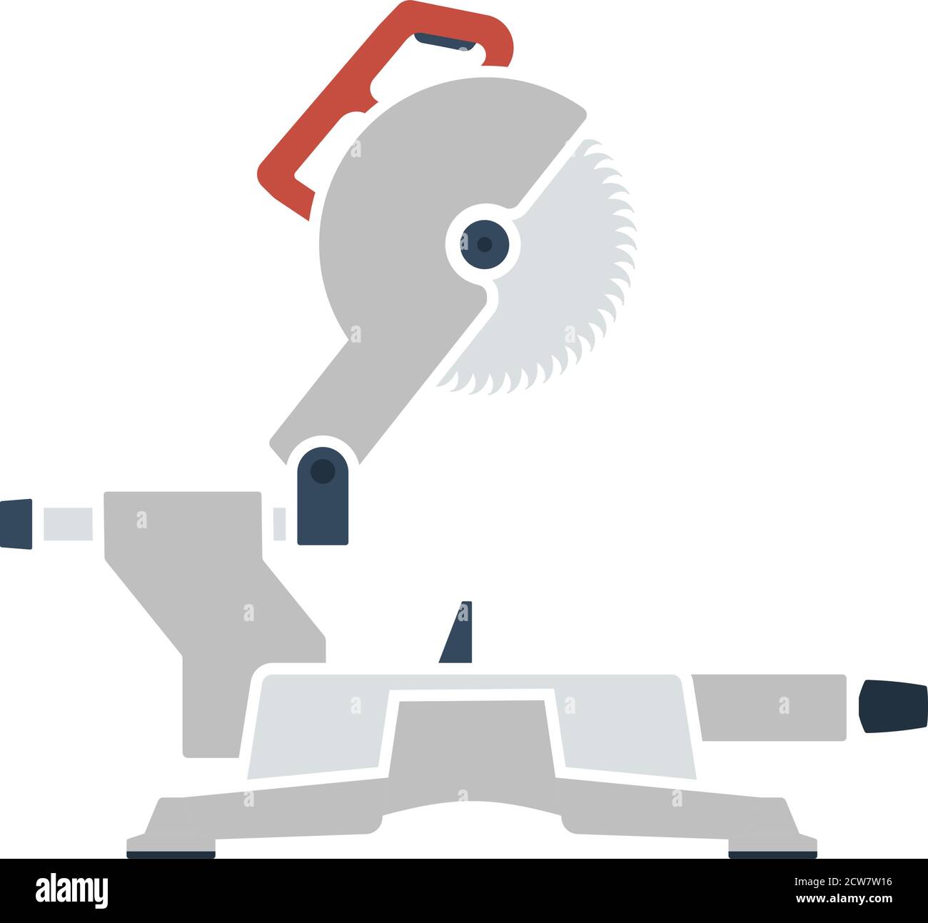 Circular End Saw Icon. Flat Color Design. Vector Illustration. Stock Vector