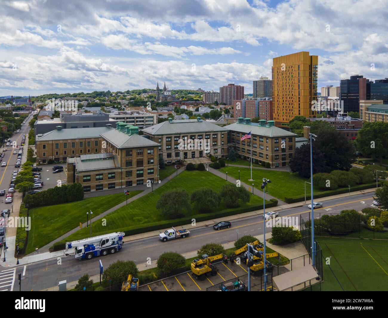 Wentworth Institute of Technology WIT Beatty Hall aerial view in Fenway