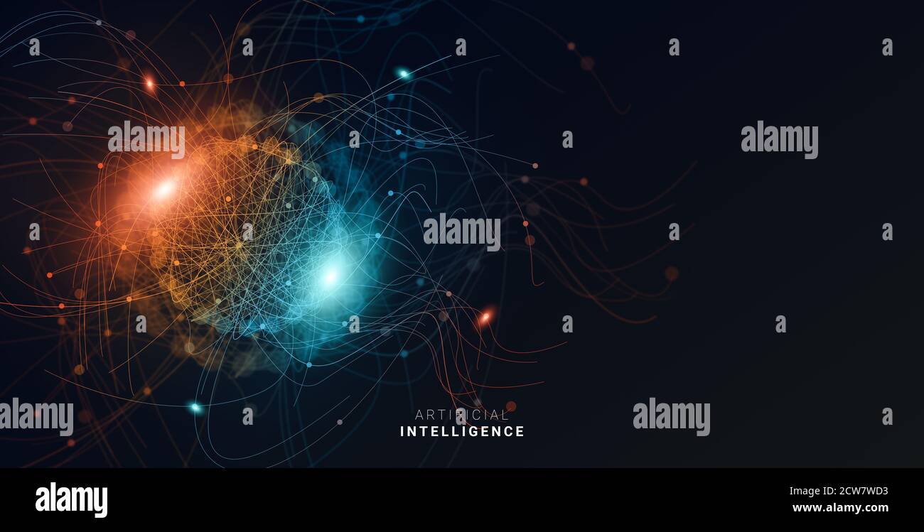 Futuristic Technological Illustration For Artificial Intelligence Concept With Glowing Neural Connections Sphere Stock Photo