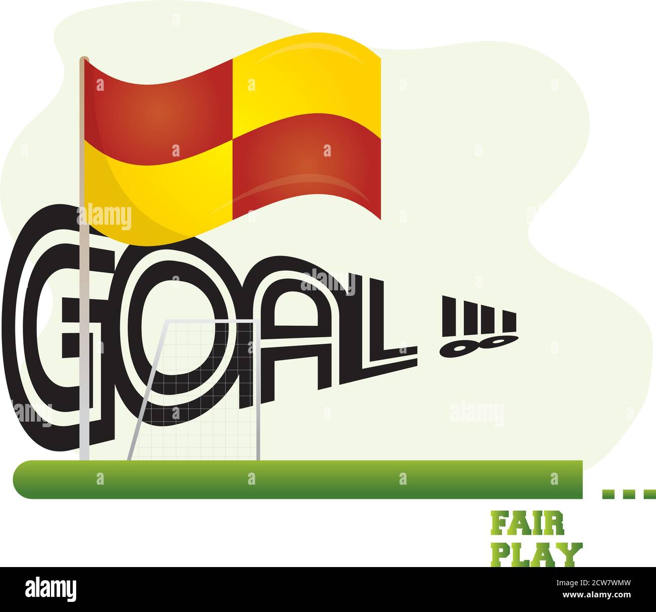 Soccer flag and goal celebration.Fair play illustration Vector Stock