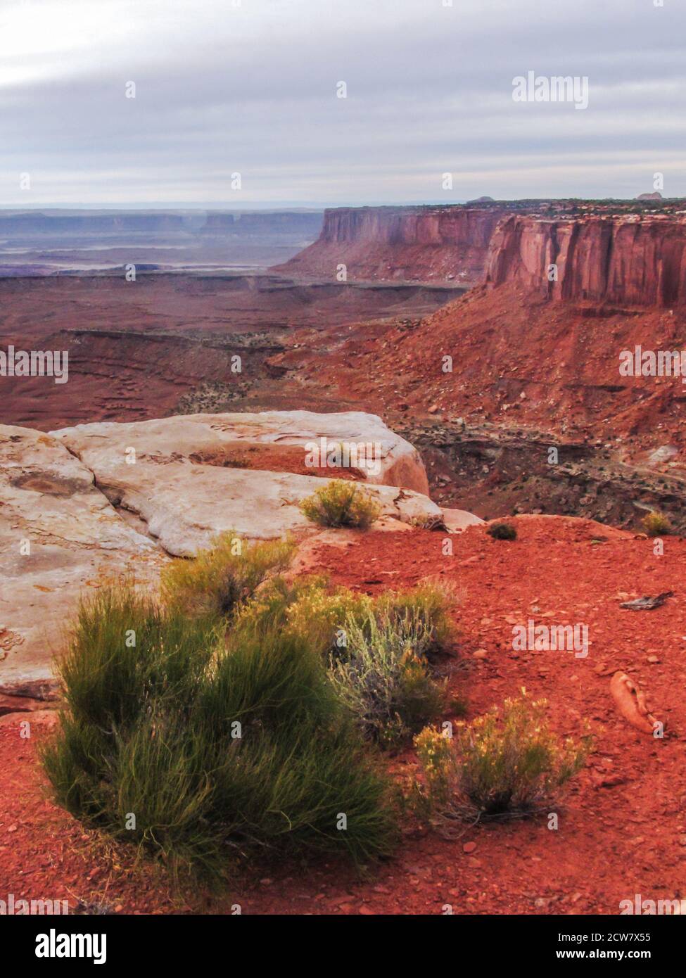 View over the colorado Platue, from the grand viewpoint at the Island in the Sky Mes, part of the Canyonlands National Park, Utah, USA, with a small P Stock Photo