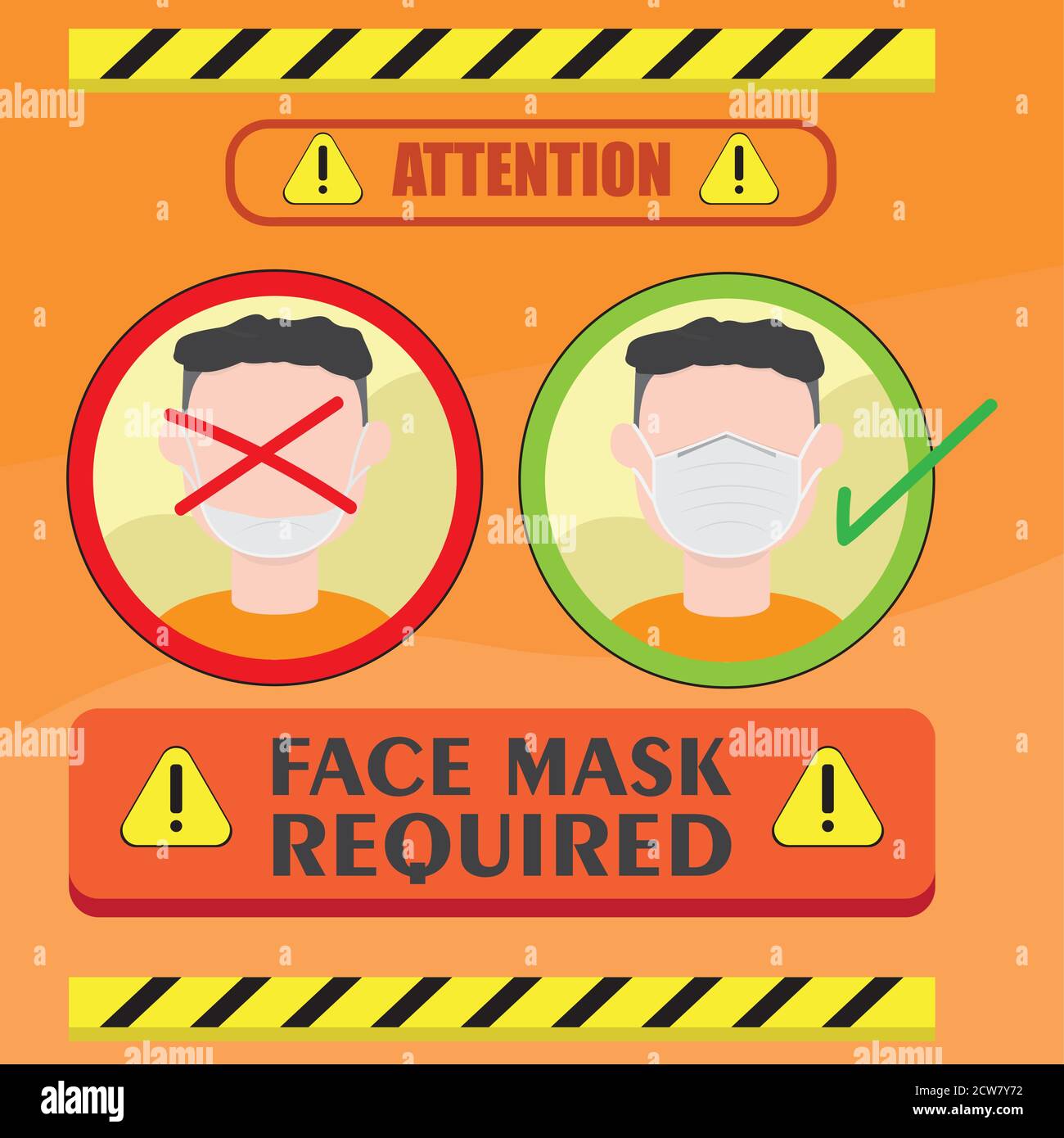 Face mask required poster. Covid19 prevention Vector Stock Vector