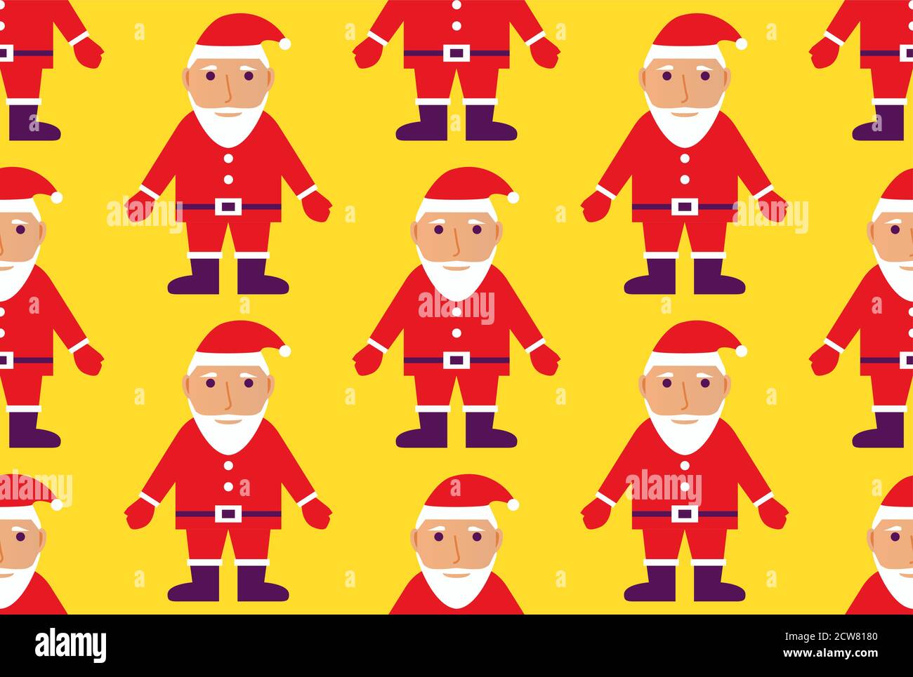 Christmas seamless pattern with santa claus on yellow background. Stock Vector