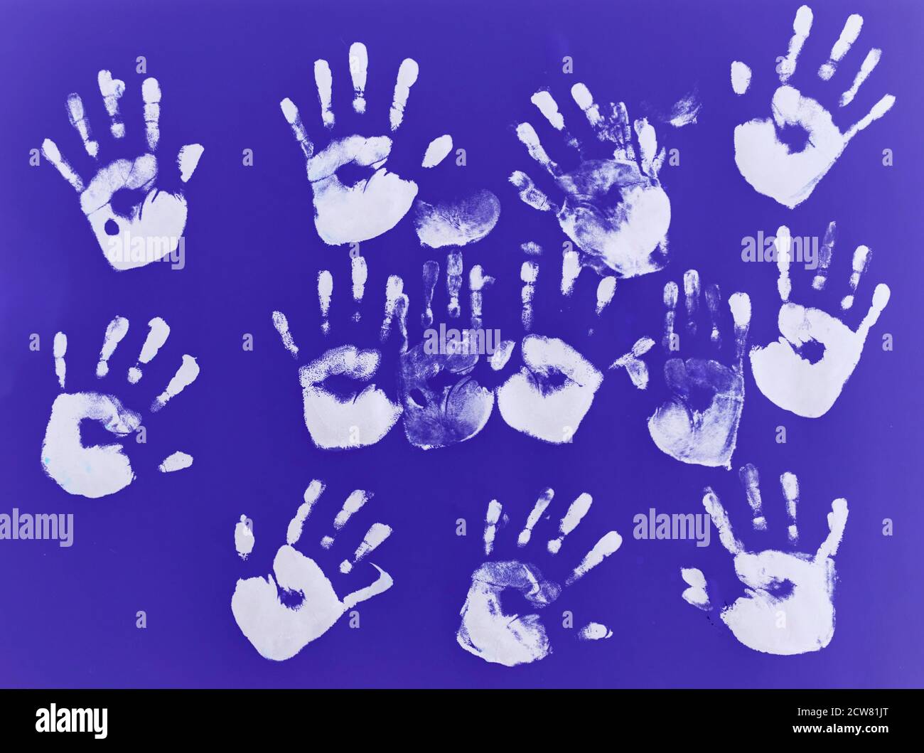 creative children black handprints painting Stock Photo Alamy