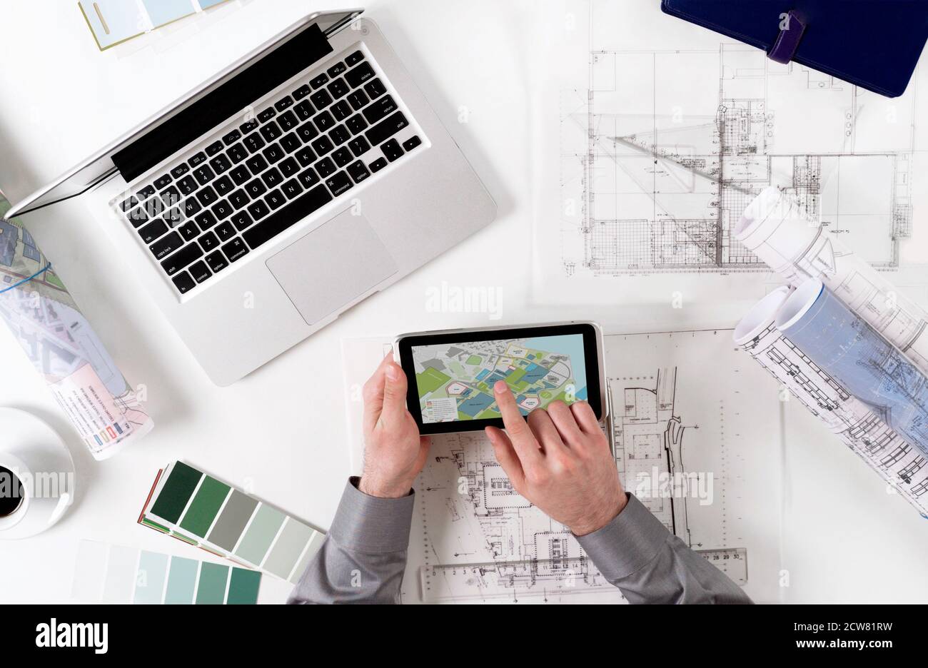 Architect working at desk Stock Photo