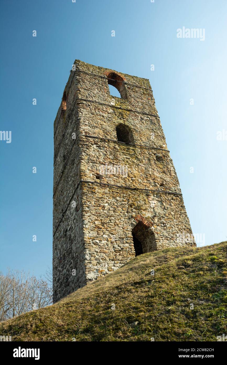 Stolpie, Lubelskie, Poland - February 17, 2019: Medieval tower in Stolpie Stock Photo