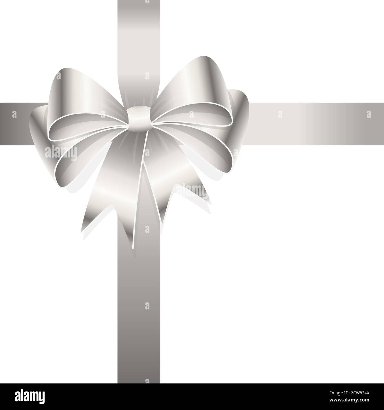 EPS 10 vector illustration of silver colored ribbon bow isolated on ...