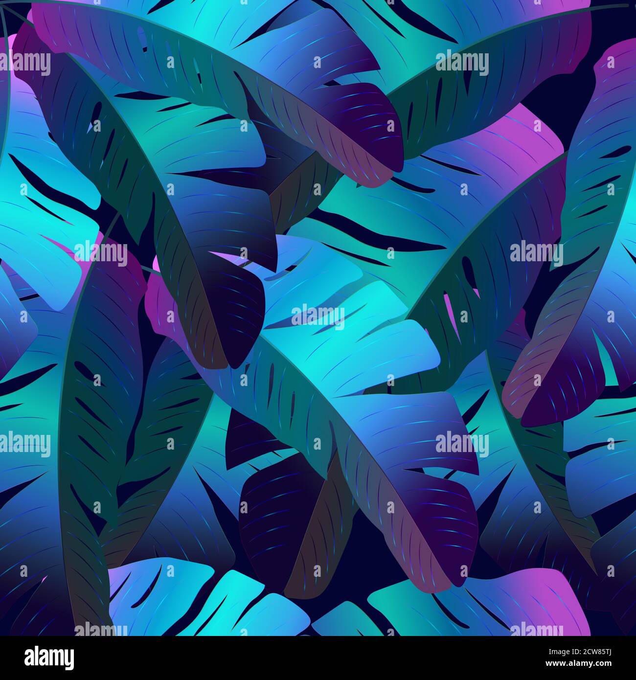 Neon tropical seamless pattern with palm leaves Stock Vector Image ...