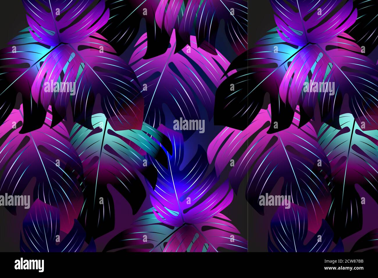 Neon tropical seamless pattern with palm leaves Stock Vector Image ...