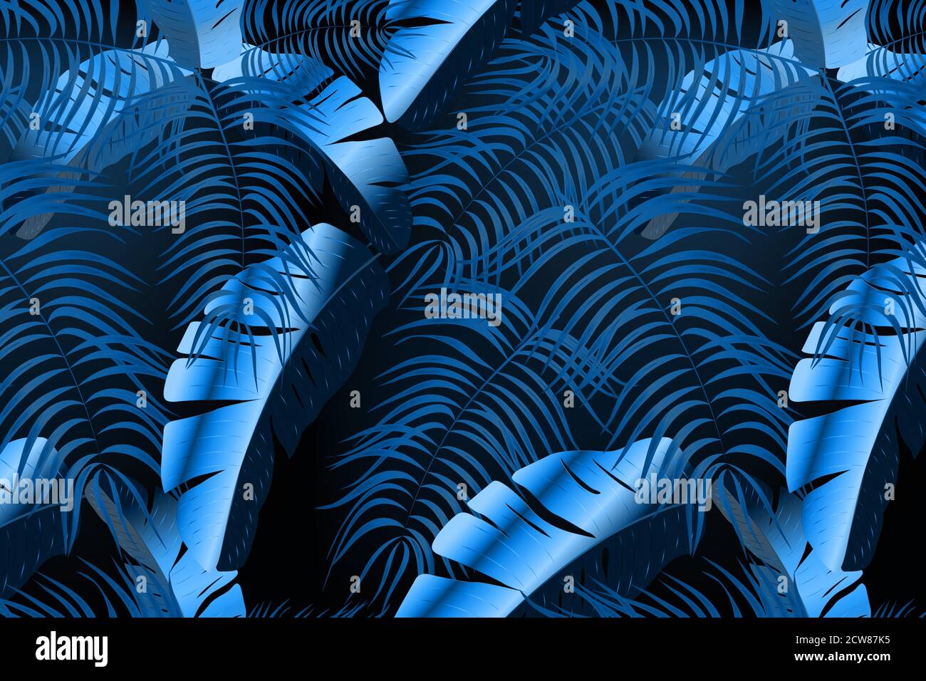 Neon tropical seamless pattern with palm leaves Stock Vector Image ...