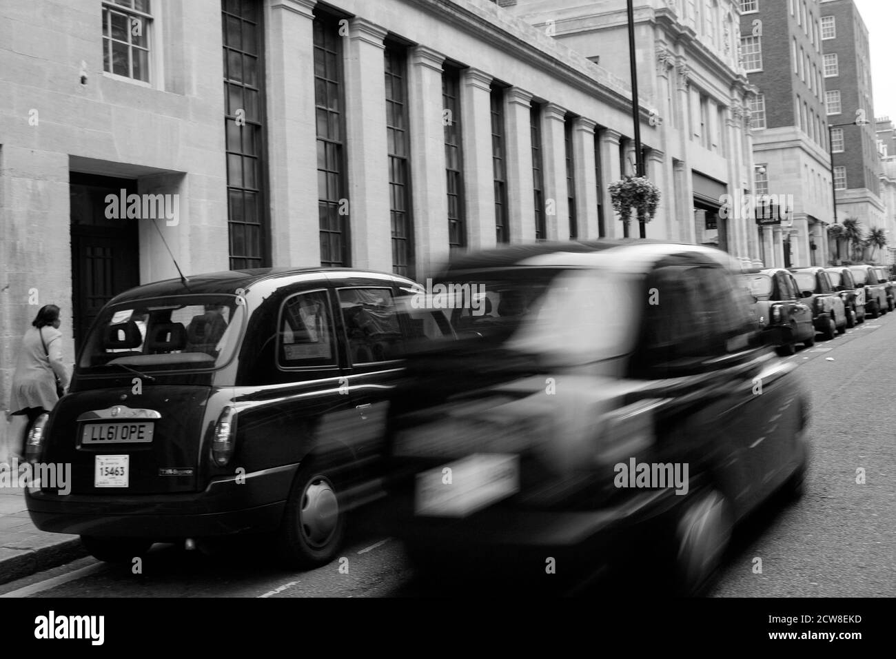 London, UK - May 5, 2012: TX4, London Taxi, also called hackney carriage, black cab. Traditionally Taxi cabs are all black in London but now produced Stock Photo