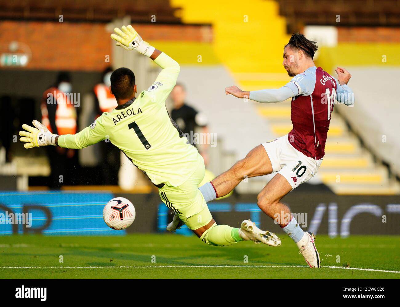 Aston Villa's Jack Grealish scores his side's first goal of the game ...